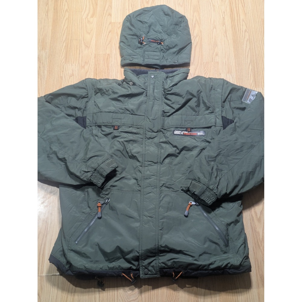 Point Zero Mens Vintage Y2K Multi Function Parka Jacket Green XL